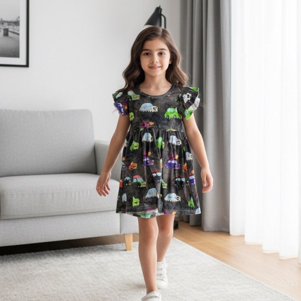 EUC Toddler Girls Colorful Halloween Print Twirl Dress - Size 3T